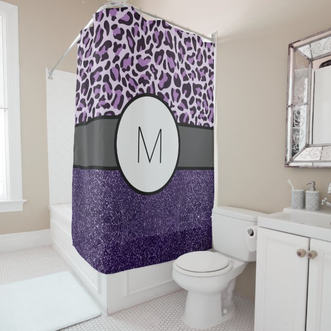 Monogramme Purple Luxe Douche Rideau Bain (En situation)