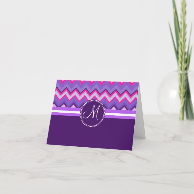 Monogramme Purple Pink Tribal Chevron Zig Zags (Devant)