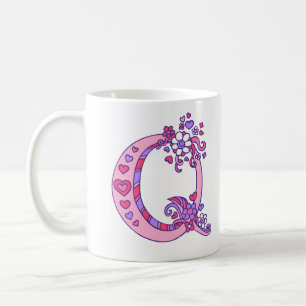 Monogramme Q coeurs et fleurs rose mauve mug
