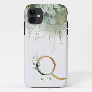 Monogramme Q Elégante Verdure Coque-Mate coque iph