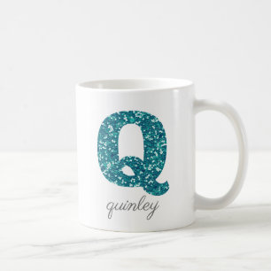 Monogramme Q Parties scintillant Aqua Mug personna