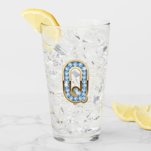 Monogramme Q - Verre de 16 oz (Devant glace)