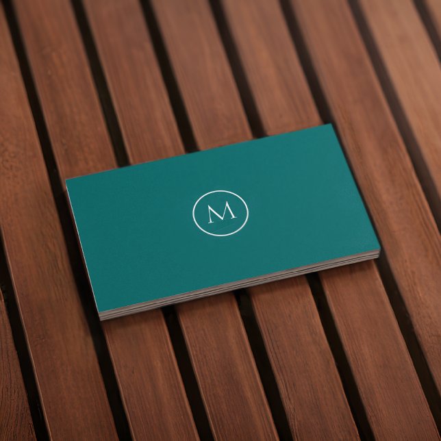 Monogramme Qr Code Dark Cyan Carte de visite (Front)