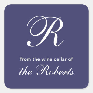 Monogramme R Bleu Des Étiquettes De Cave À Vin