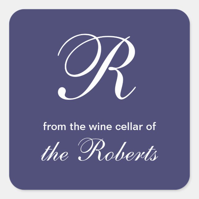 Monogramme R Bleu Des Étiquettes De Cave À Vin (Devant)