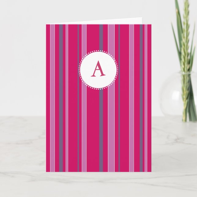 Monogramme rayé - Fuschia et pourpre (Devant)