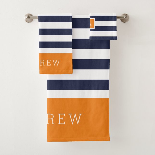 Monogramme Rayures Orange et Marine (En situation)