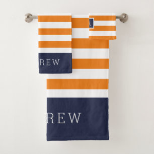 Monogramme rayures orange et marine