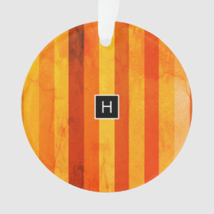 Monogramme rayures orange rouge altéré chaud