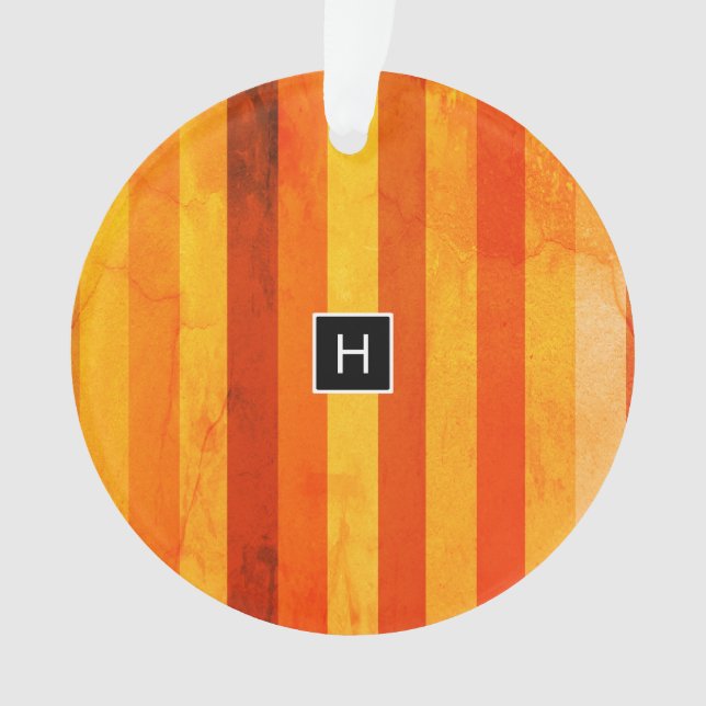 Monogramme rayures orange rouge altéré chaud (devant)