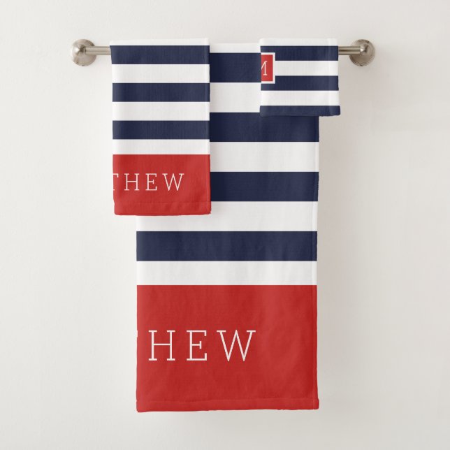 Monogramme Rayures Rouges et Nuit (En situation)
