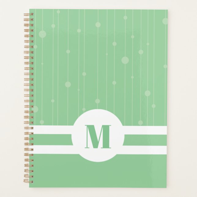 Monogramme rayures vert menthe pastel minimaliste (Devant)