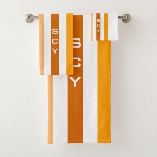Monogramme rayures verticales orange marron clair (En situation)