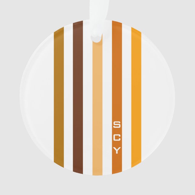 Monogramme rayures verticales orange marron clair (devant)