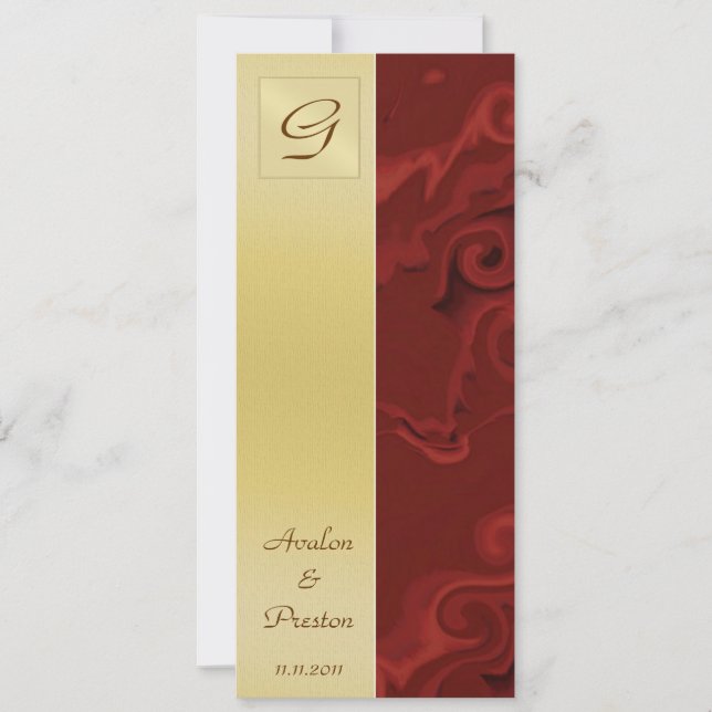 Monogramme Red Swirls Wedding Programme Invitation (Devant)