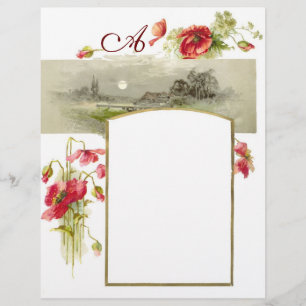 MONOGRAMME ROMANTİCA / POPIES, rouge, vert, blanc