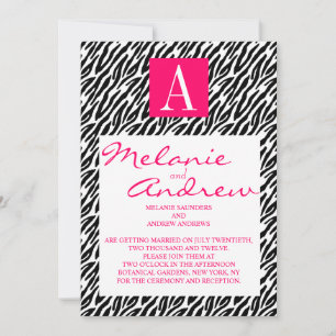 Monogramme rose A Zebra Stripes Invitations De Mar