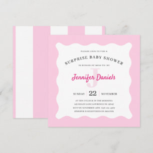 Monogramme rose Baby shower surprise Invitation
