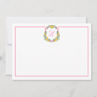 Monogramme rose citron, Carte de remerciements per