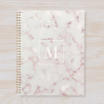 Monogramme rose en marbre doré<br><div class="desc">Carnet de planificateur personnalisé avec dorure rose moderne et marbre rose et monogramme personnalisé.</div>