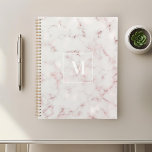 Monogramme rose en marbre doré<br><div class="desc">Carnet de planificateur personnalisé avec dorure rose moderne et marbre rose et monogramme personnalisé.</div>