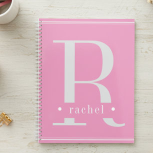 Monogramme rose et blanc doux minimal