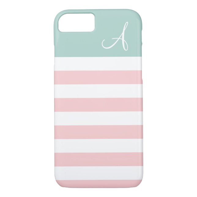 Monogramme rose et pinte Coque iPhone 7 (Dos)