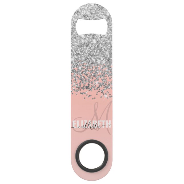 Monogramme rose Fille Chic Argent Confetti (Devant)