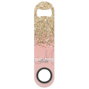 Monogramme rose Fille Chic Gold Confetti