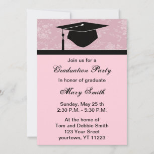 Monogramme rose Floral Graduation Party Invitation