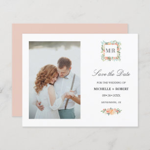 Monogramme Rose Floral Photo Mariage ENREGISTRER L