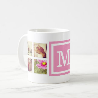 Monogramme rose Instagram Photo Collage Mug