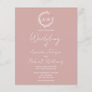Monogramme rose Invitations de mariage budgétaire