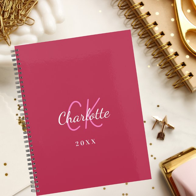 Monogramme rose magenta initiales nom 2026 (Créateur téléchargé)