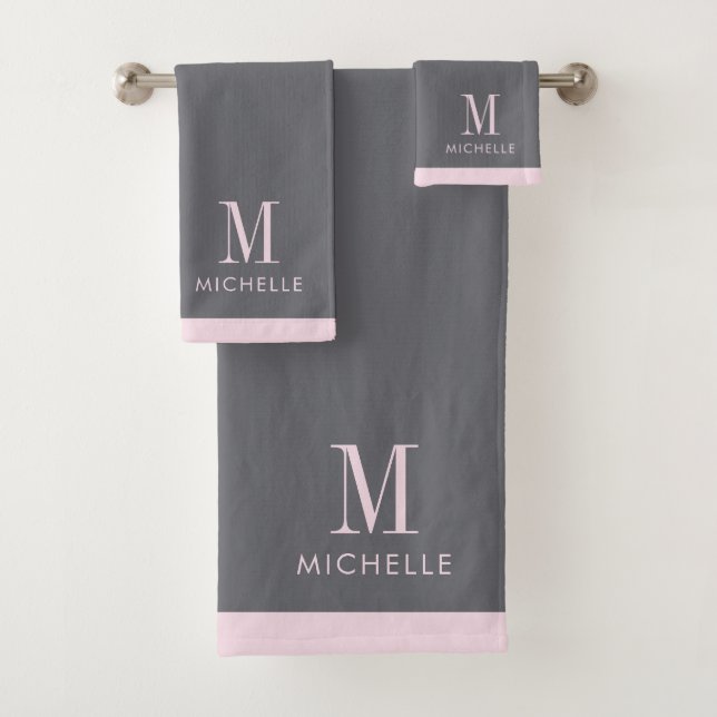 Monogramme rose moderne gris (En situation)