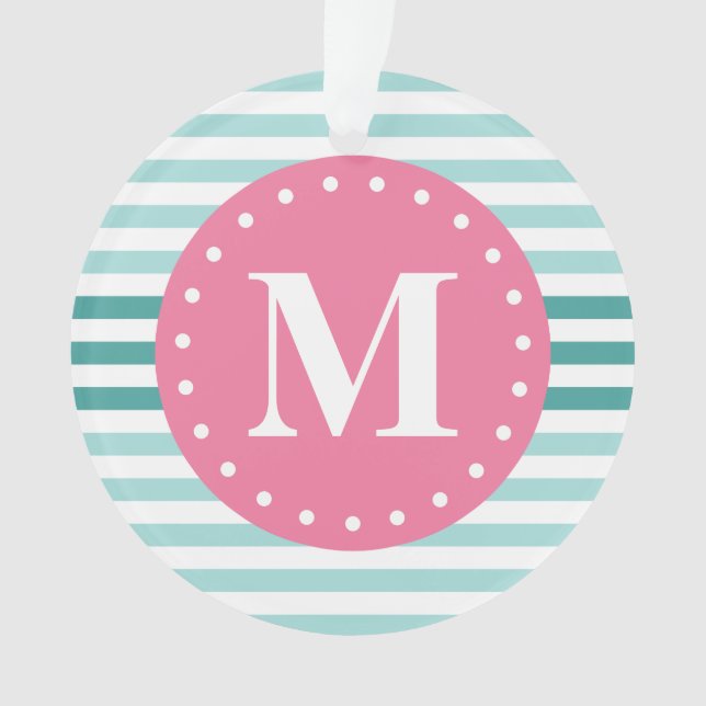 Monogramme rose Motif bleu Aqua (devant)