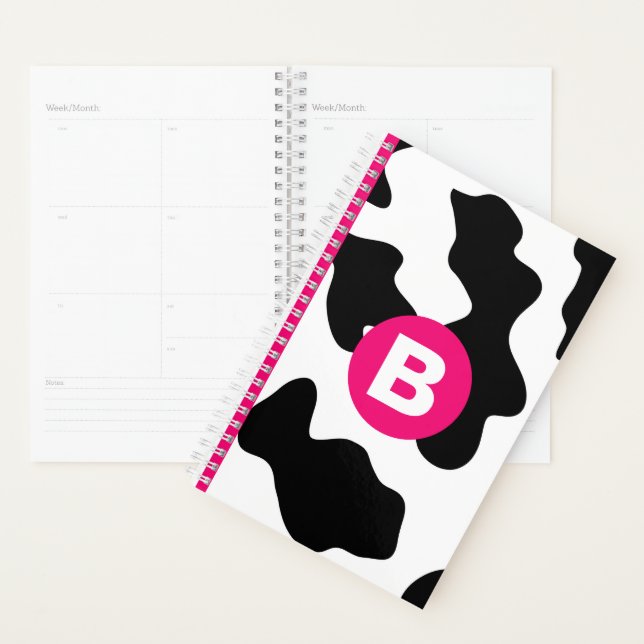 Monogramme rose Motif Quirky Cow (Devant avec enveloppe)
