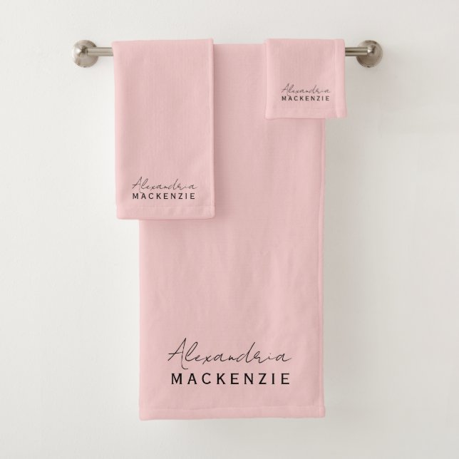 Monogramme Rose Neutre Élégant Prénom Nom (En situation)