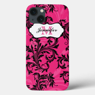 Monogramme rose noir rouleaux iPad 2/3/4 Coque