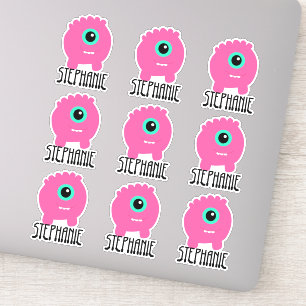 Monogramme rose Nom Sticker Pack