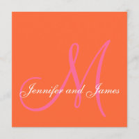 Monogramme rose orange Noms Des Invitations De Mar