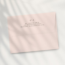 Monogramme Rose Pâle Adresse de Retour au Dos du R