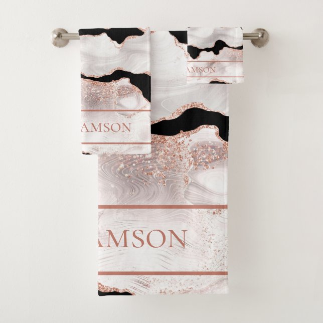 Monogramme Rose Parties scintillant or Agate noir  (En situation)