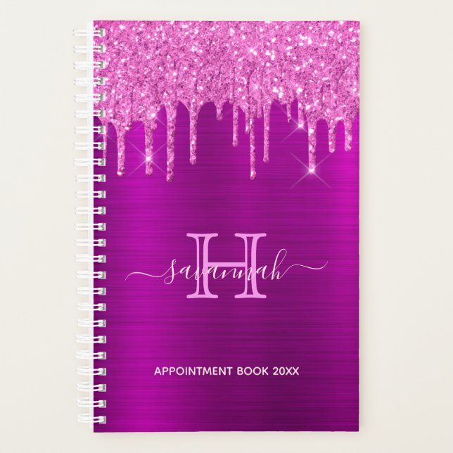 monogramme rose parties scintillant violet (Devant)