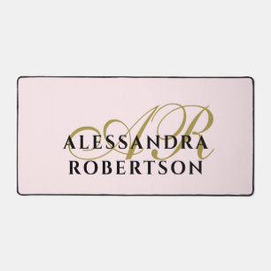 Monogramme Rose Pastel Minimaliste Élégant Or Noir