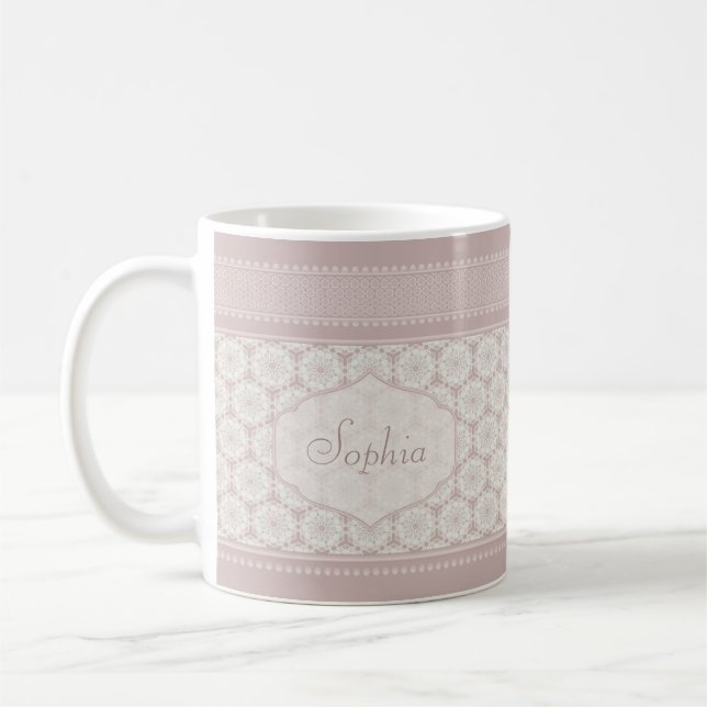 monogramme rose personnalisé tasse de café (Gauche)
