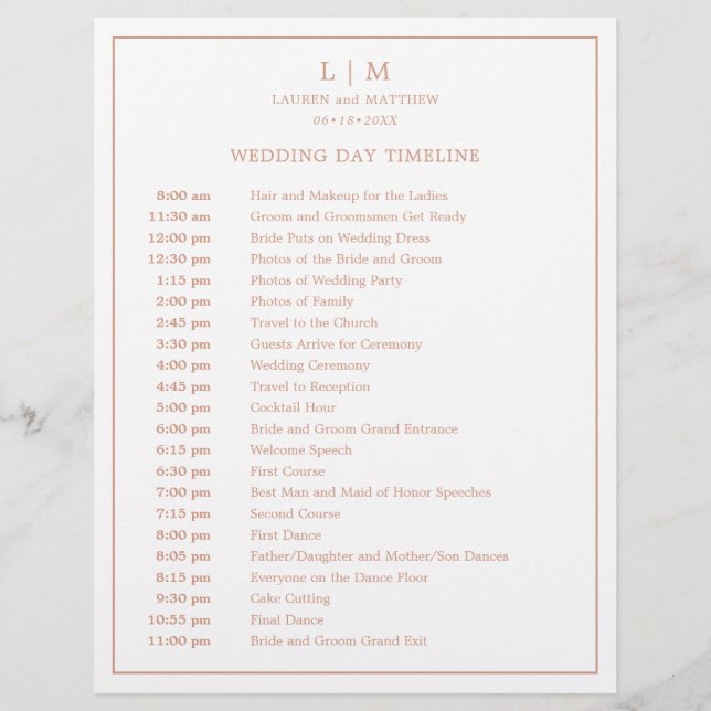 Monogramme Rose Simple Élégant Calendrier de Maria (Devant)