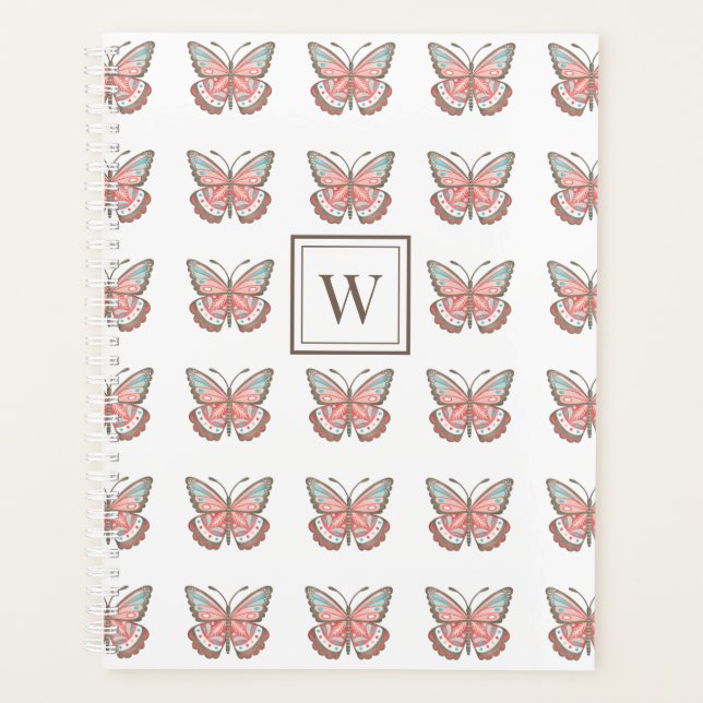 Monogramme rose simple Motif papillon (Devant)