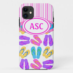 Monogramme rose tongs iPhone 5 Coque
