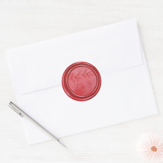 Monogramme rouge cire Sceau Mariage autocollant